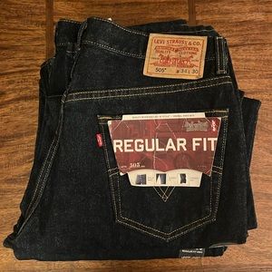 Levi's 505 Dark/Light Wash Jeans - 34 x 30